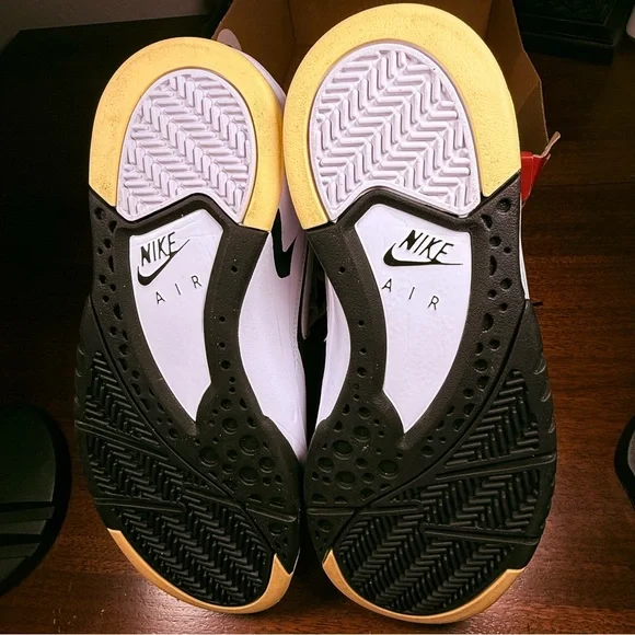 Nike Men's air flight light mids White Sneakers with Black and Yellow Highlights - Picture 5 of 6